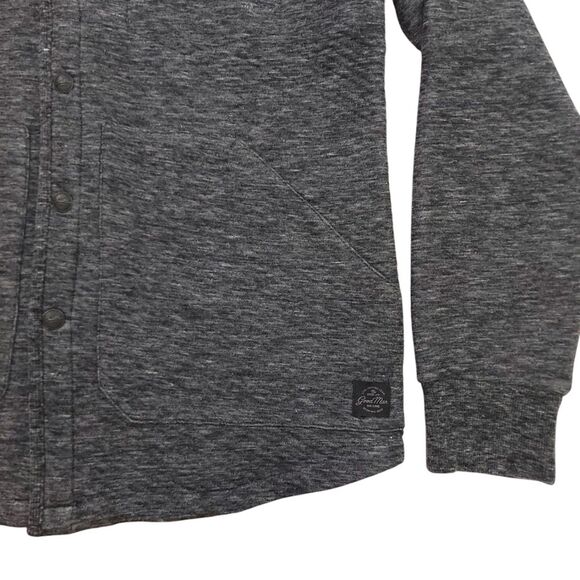 Good Man Quilted Jacket Mens Large Heathered Gray Snap Mock Neck Cotton Casual - Picture 3 of 12